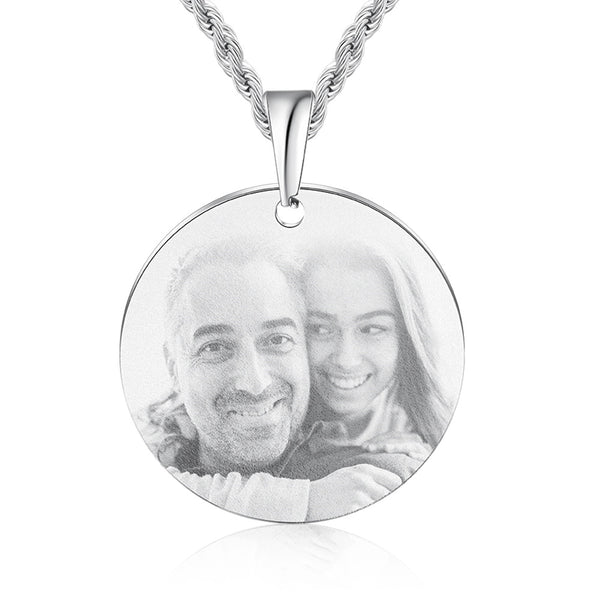 Engraving Stainless Steel Photo Necklace