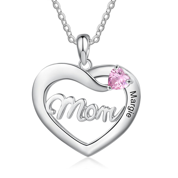 Custom Heart Necklace with Mom