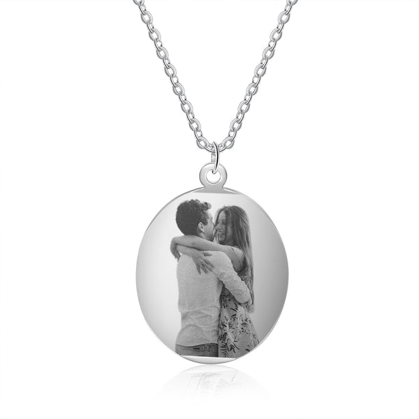 Engraving Stainless Steel Photo Necklace