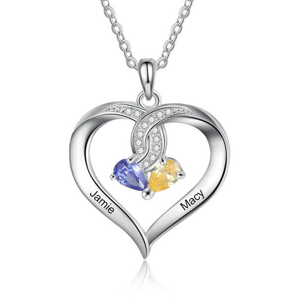 Rhodium Plated Heart Necklace