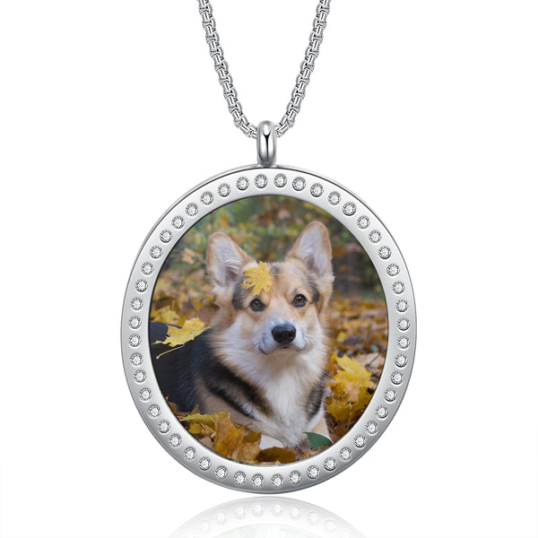 Stainless Steel Customized Photo Round Pednant Necklaces