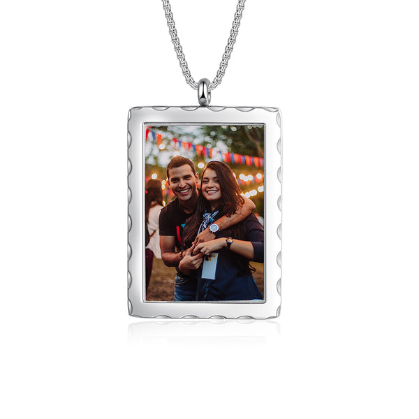 Stainless Steel Personalized Photo Square Shape Pendant Necklace