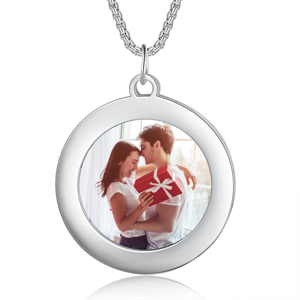 Stainless Steel Round Shape Photo Necklaces