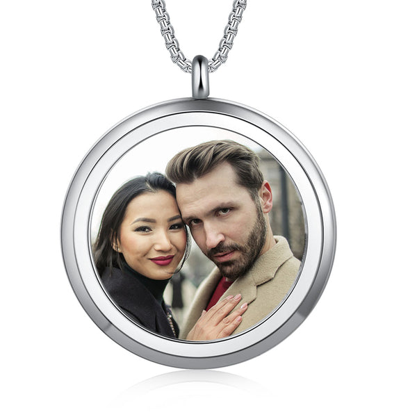 Stainless Steel Round Personalized Photo Pendant Necklace