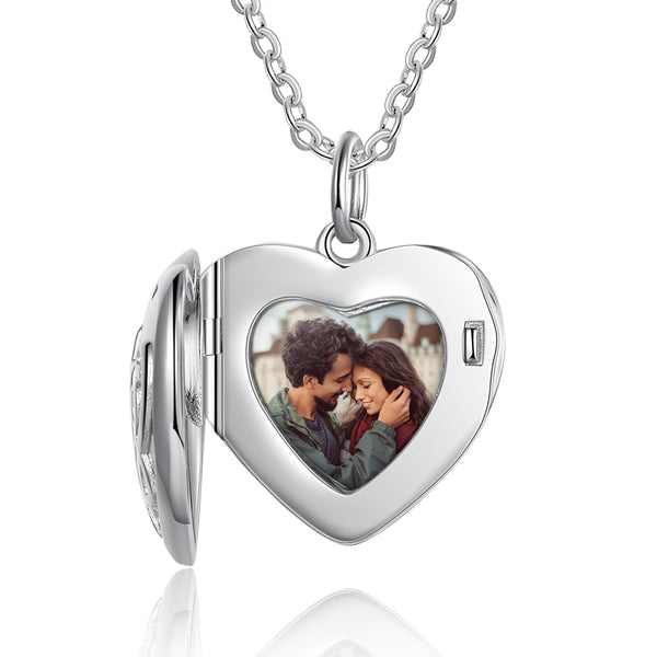 Personalized Photo Heart Shape Box Pendant Necklace