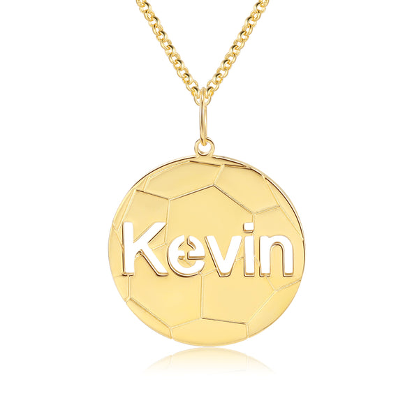 Personalized Rhodium Plated Football Name Necklace