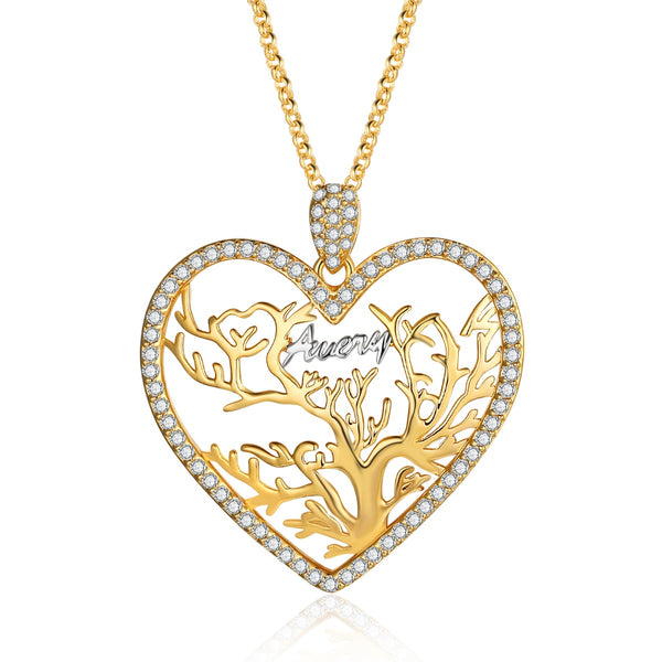 Custom Heart Tree Name Necklace