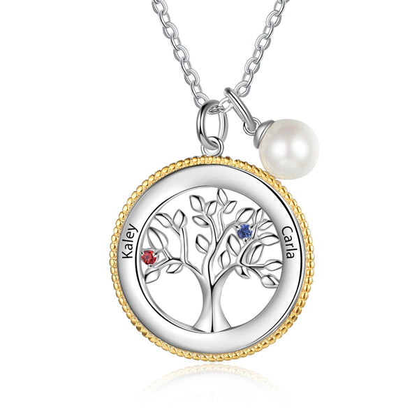 Rhodium Plated Tree of Life Pendant Necklace