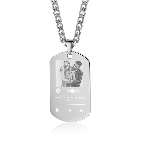 Personalized Stainless Steel Spotify Code Photo Necklace