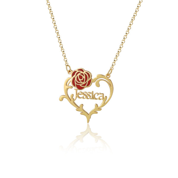 Personalized Rose Flower Name Necklace