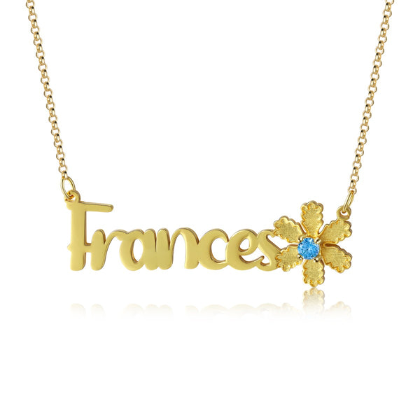 Personalized Christmas Flower Name Necklace