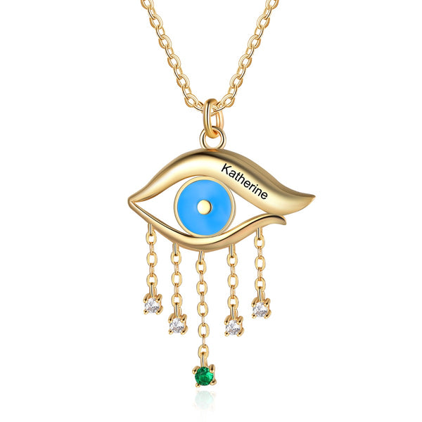 Rhodium Plated Evil Eye Necklace