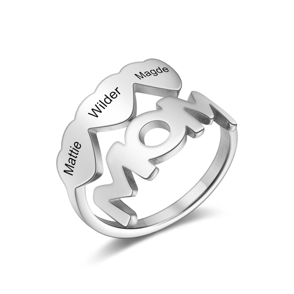 Personalized Stainless Steel Mom Opening Ring